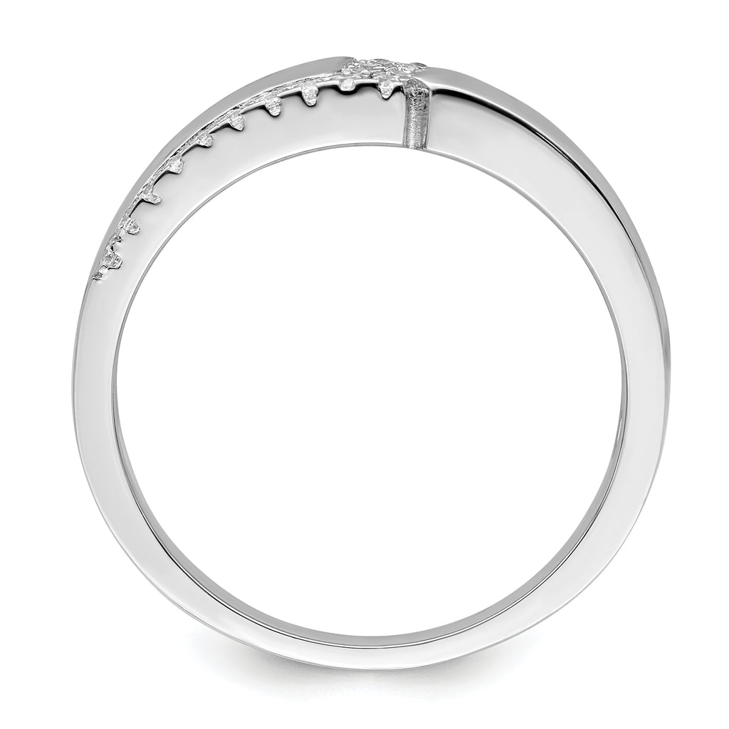 Brilliant Embers Sterling Silver Rhodium-plated 24 Stone Micro PavÃƒÂ¢Ã‚â‚¬Ã‚Å¡ CZ Men's Ring