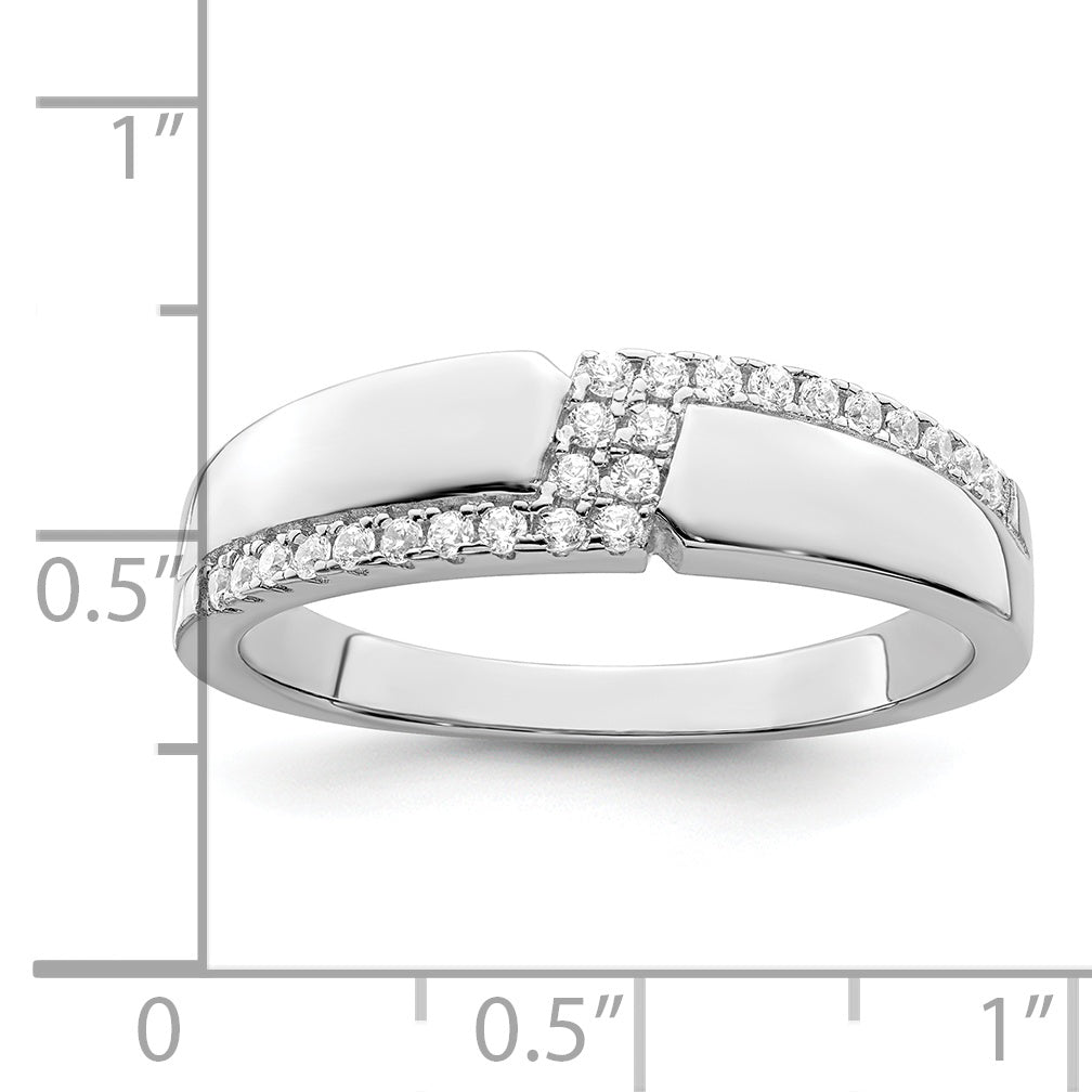 Brilliant Embers Sterling Silver Rhodium-plated 24 Stone Micro PavÃƒÂ¢Ã‚â‚¬Ã‚Å¡ CZ Men's Ring