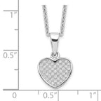 Brilliant Embers Sterling Silver Rhodium-plated 44 Stone 18 inch Micro PavÃƒÆ’Ã†â€™Ãƒâ€šÃ‚Â¢ÃƒÆ’Ã‚Â¢Ãƒâ€šÃ¢â‚¬Å¡Ãƒâ€šÃ‚Â¬ÃƒÆ’Ã¢â‚¬Â¦Ãƒâ€šÃ‚Â¡ CZ Heart Necklace with 2 Inch Extender