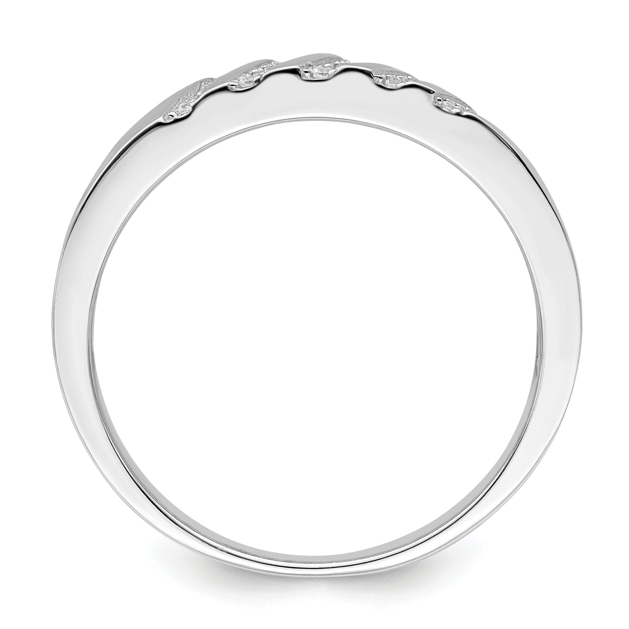 Brilliant Embers Sterling Silver Rhodium-plated 20 Stone Micro PavÃƒÂ¢Ã‚â‚¬Ã‚Å¡ CZ Men's Ring Secondary image