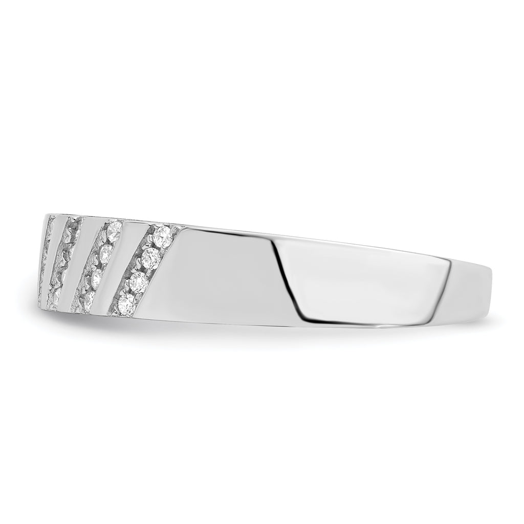 Brilliant Embers Sterling Silver Rhodium-plated 20 Stone Micro PavÃƒÂ¢Ã‚â‚¬Ã‚Å¡ CZ Men's Ring