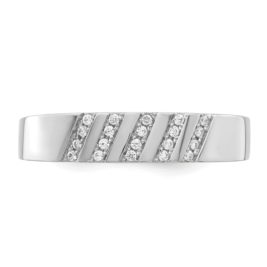 Brilliant Embers Sterling Silver Rhodium-plated 20 Stone Micro PavÃƒÂ¢Ã‚â‚¬Ã‚Å¡ CZ Men's Ring