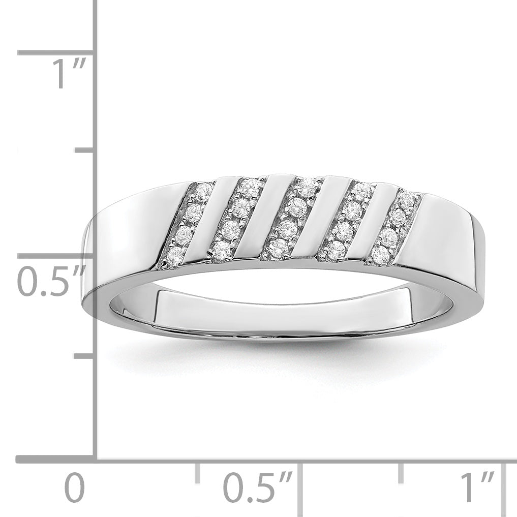 Brilliant Embers Sterling Silver Rhodium-plated 20 Stone Micro PavÃƒÂ¢Ã‚â‚¬Ã‚Å¡ CZ Men's Ring