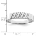 Brilliant Embers Sterling Silver Rhodium-plated 20 Stone Micro PavÃƒÂ¢Ã‚â‚¬Ã‚Å¡ CZ Men's Ring