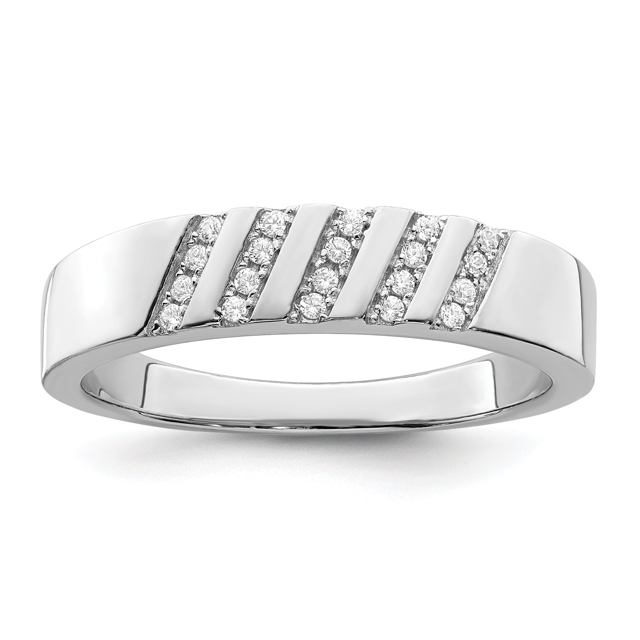Brilliant Embers Sterling Silver Rhodium-plated 20 Stone Micro Pav‚ CZ Men's Ring Main image