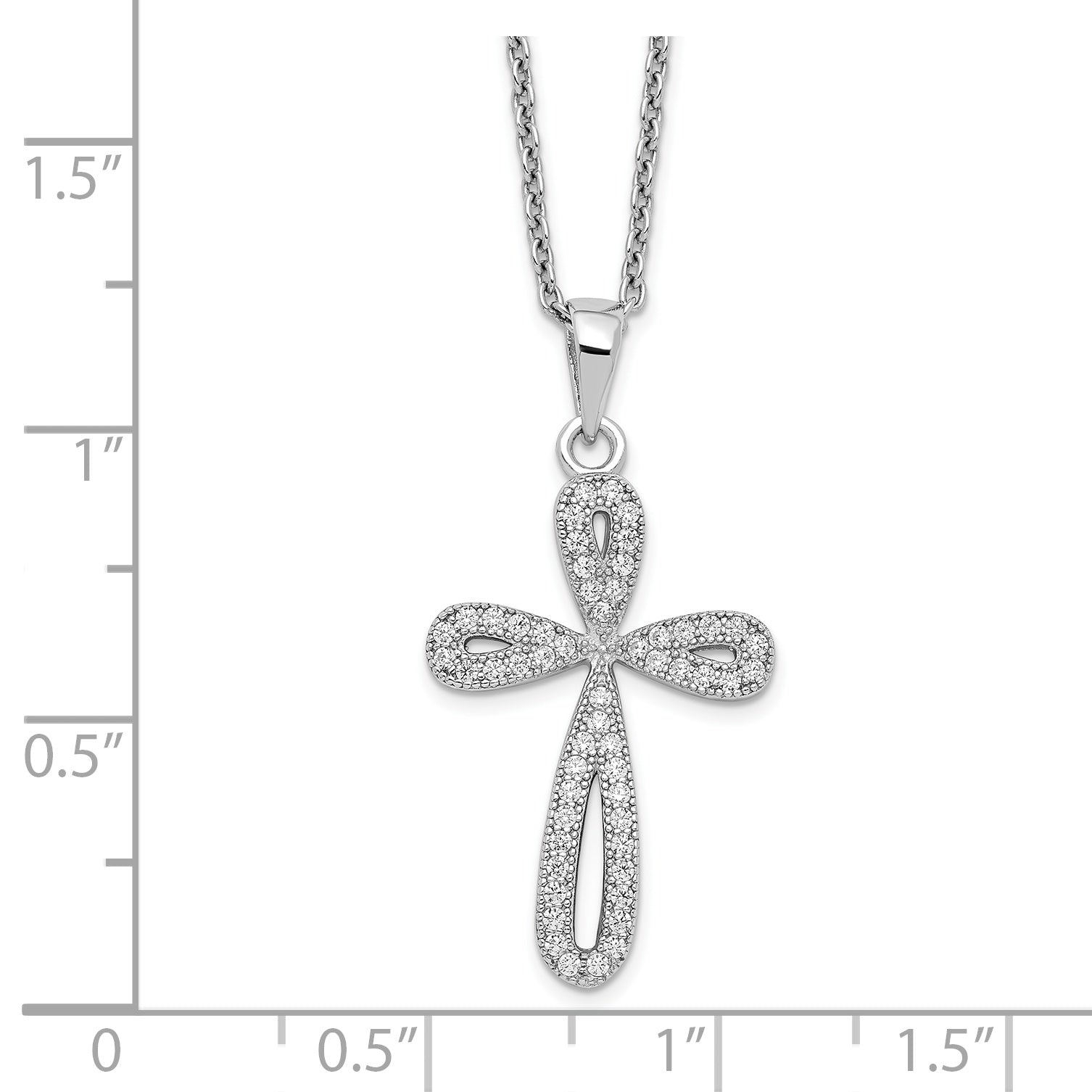 Sophia Jewelers Sterling Silver CZ Cross Necklace with Extender