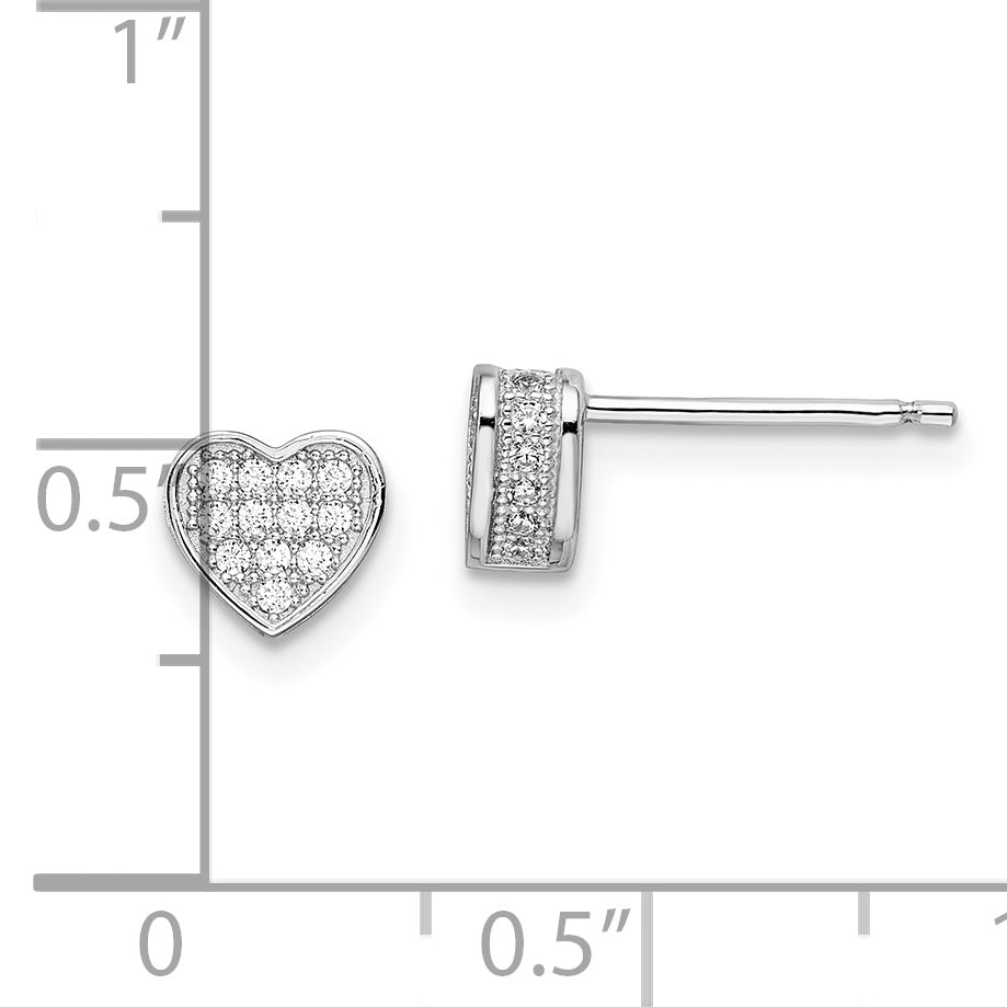 Sophia Jewelers Sterling Silver CZ Heart Cluster Earrings for Women