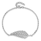 Brilliant Embers Sterling Silver Rhodium-plated 87 Stone 7 inch Micro PavÃƒÆ’Ã‚Â¢ÃƒÂ¢Ã‚â€šÃ‚Â¬Ãƒâ€¦Ã‚Â¡ CZ Feather Bracelet with 1 inch Extender