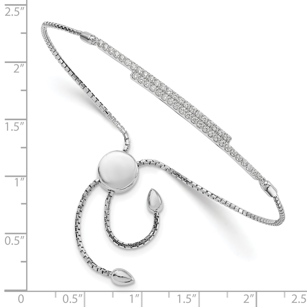 Sophia Jewelers Elegant Sterling Silver CZ Adjustable Bracelet