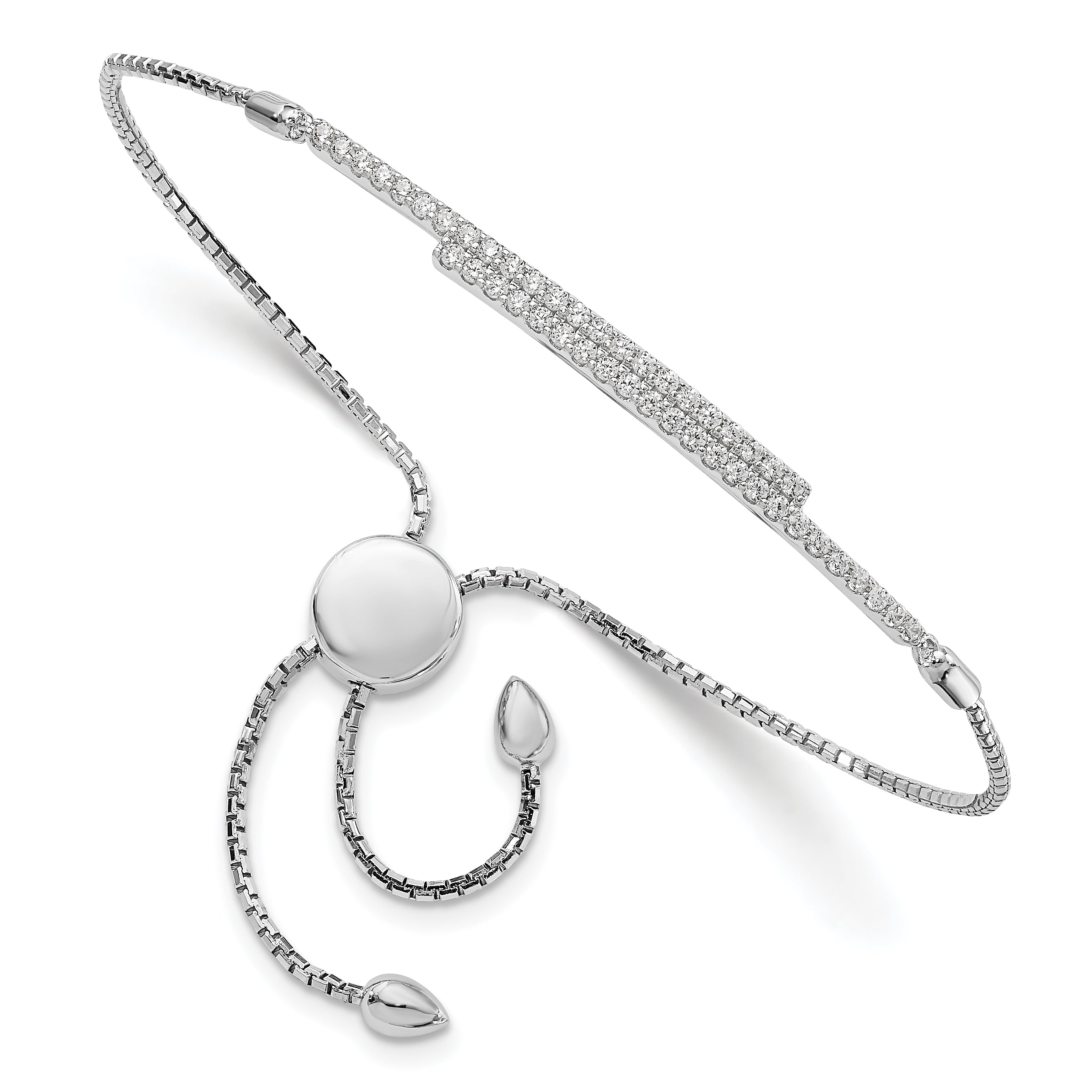 Brilliant Embers Sterling Silver Rhodium-plated 46 Stone Micro Pav‚ CZ Adjustable Bracelet Main image