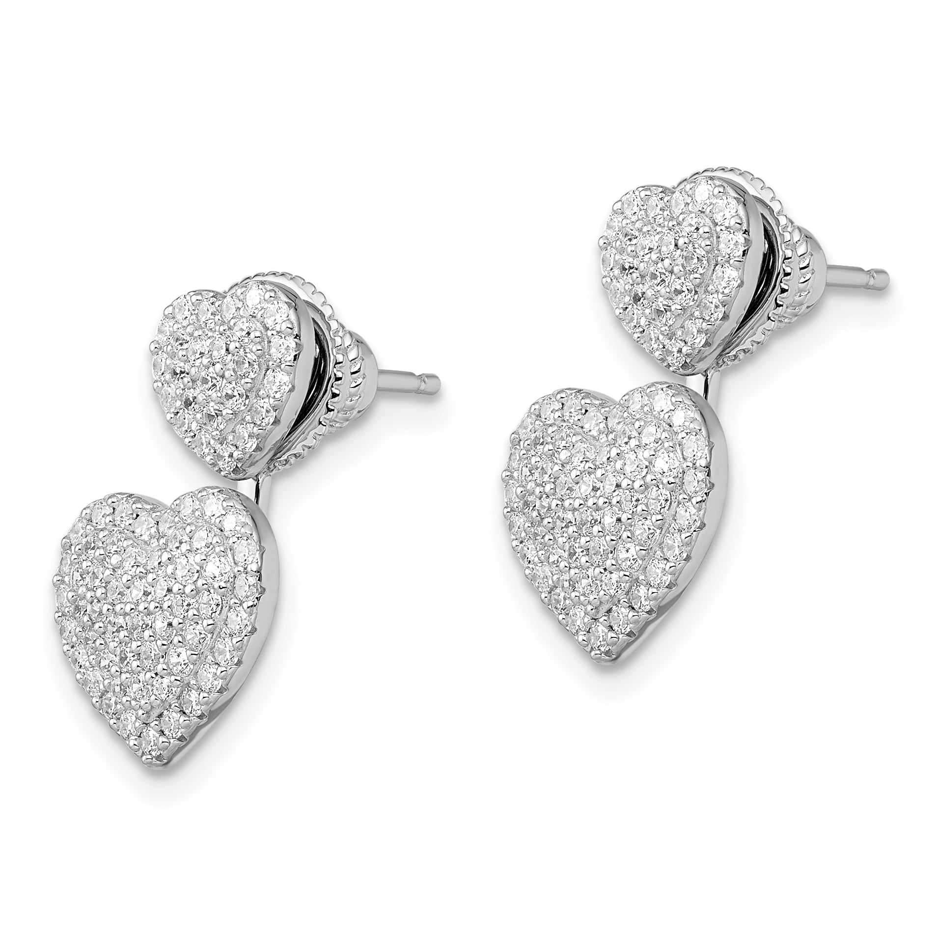 Sophia Jewelers Sterling Silver CZ Heart Cluster Dangle Earrings for Women Secondary image