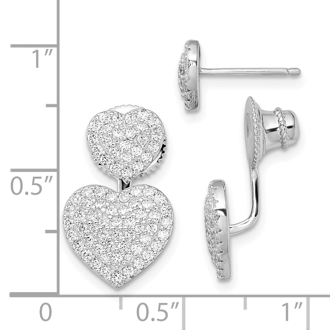 Sophia Jewelers Sterling Silver CZ Heart Cluster Dangle Earrings for Women