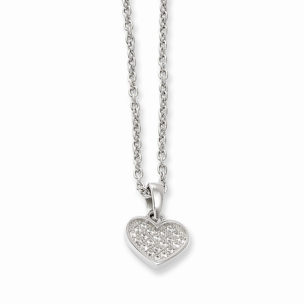 Sophia Jewelers Sterling Silver CZ Heart Necklace with Rhodium Plating - 18