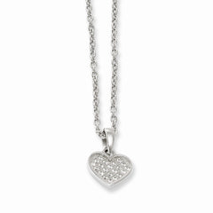 Sophia Jewelers Sterling Silver CZ Heart Necklace with Rhodium Plating - 18