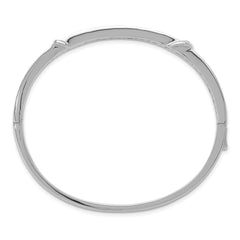 Sterling Silver CZ Buckle Bangle with Rhodium Plating Elegance