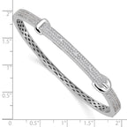 Sterling Silver CZ Buckle Bangle with Rhodium Plating Elegance