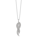 Brilliant Embers Sterling Silver Rhodium-plated 219 Stone 18 inch Micro PavÃƒÆ’Ã†â€™Ãƒâ€šÃ‚Â¢ÃƒÆ’Ã‚Â¢Ãƒâ€šÃ¢â‚¬Å¡Ãƒâ€šÃ‚Â¬ÃƒÆ’Ã¢â‚¬Â¦Ãƒâ€šÃ‚Â¡ CZ Feathers Necklace with 2 Inch Extender