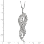Brilliant Embers Sterling Silver Rhodium-plated 219 Stone 18 inch Micro PavÃƒÆ’Ã†â€™Ãƒâ€šÃ‚Â¢ÃƒÆ’Ã‚Â¢Ãƒâ€šÃ¢â‚¬Å¡Ãƒâ€šÃ‚Â¬ÃƒÆ’Ã¢â‚¬Â¦Ãƒâ€šÃ‚Â¡ CZ Feathers Necklace with 2 Inch Extender