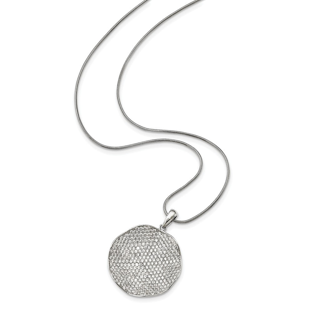 Sterling Silver CZ Brilliant Embers Concave Circle Necklace