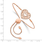 Sterling Silver Rose Gold CZ Heart Adjustable Filigree Bracelet