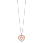 Brilliant Embers Sterling Silver Rose Gold Micro PavÃƒÆ’Ã†â€™Ãƒâ€šÃ‚Â© CZ Heart Necklace