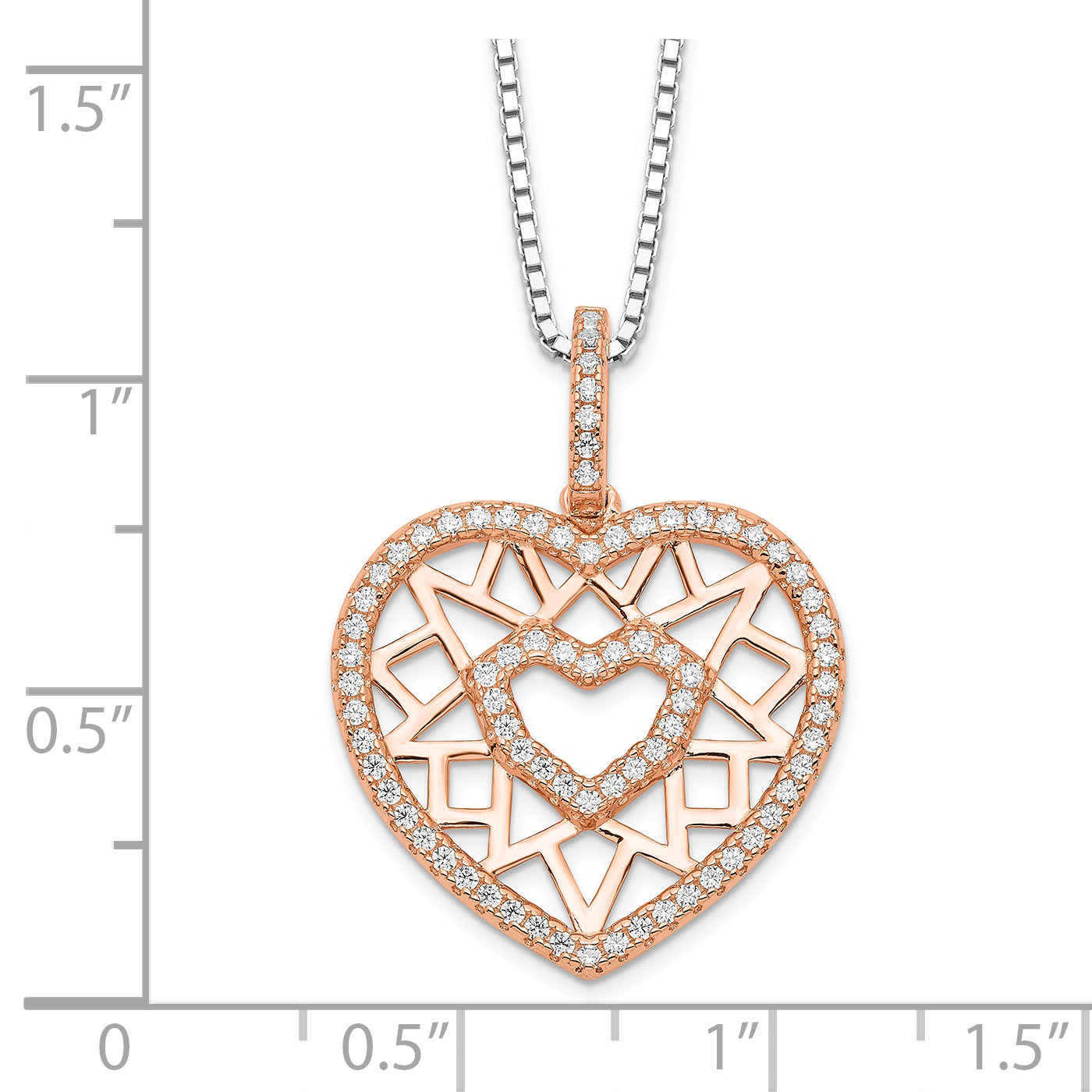 Brilliant Embers Sterling Silver Rose Gold Micro PavÃƒÆ’Ã†â€™Ãƒâ€šÃ‚Â© CZ Heart Necklace