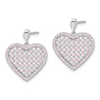 Sophia Jewelers Sterling Silver Pink CZ Heart Dangle Earrings Polished Finish