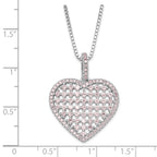 Sterling Silver Pink CZ Heart Necklace with 2in Ext Polished Finish