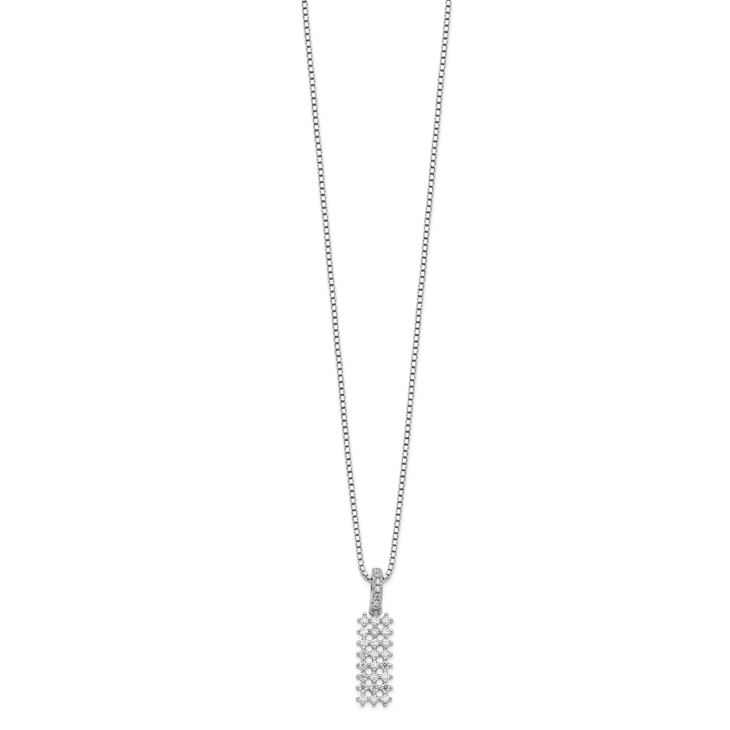 Sterling Silver CZ Necklace with 31 Rhodium-Plated Stones Elegance Secondary image
