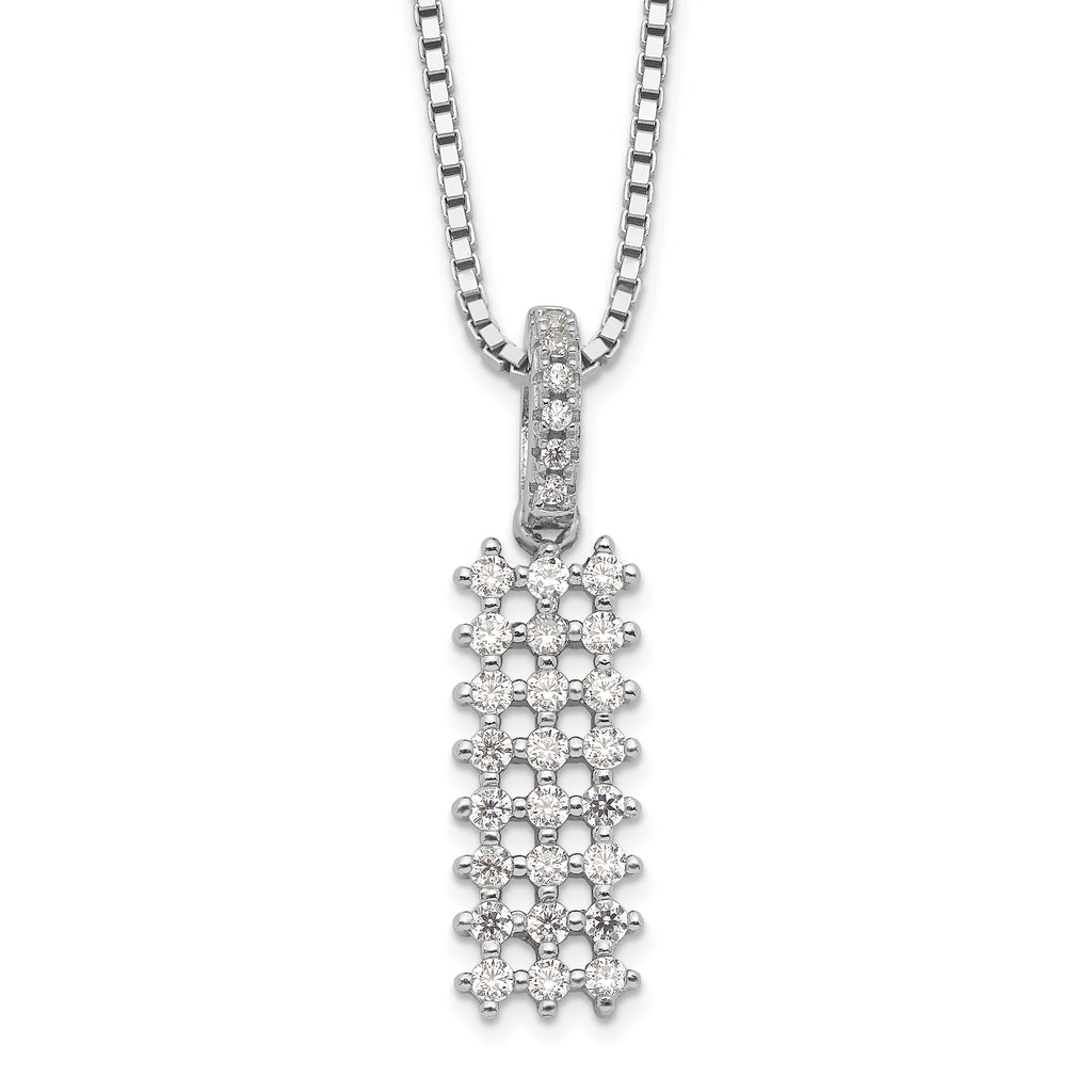 Brilliant Embers Sterling Silver Rhodium-plated 31 Stone 18 inch Micro Pav‚ CZ Necklace with 2 Inch Extender