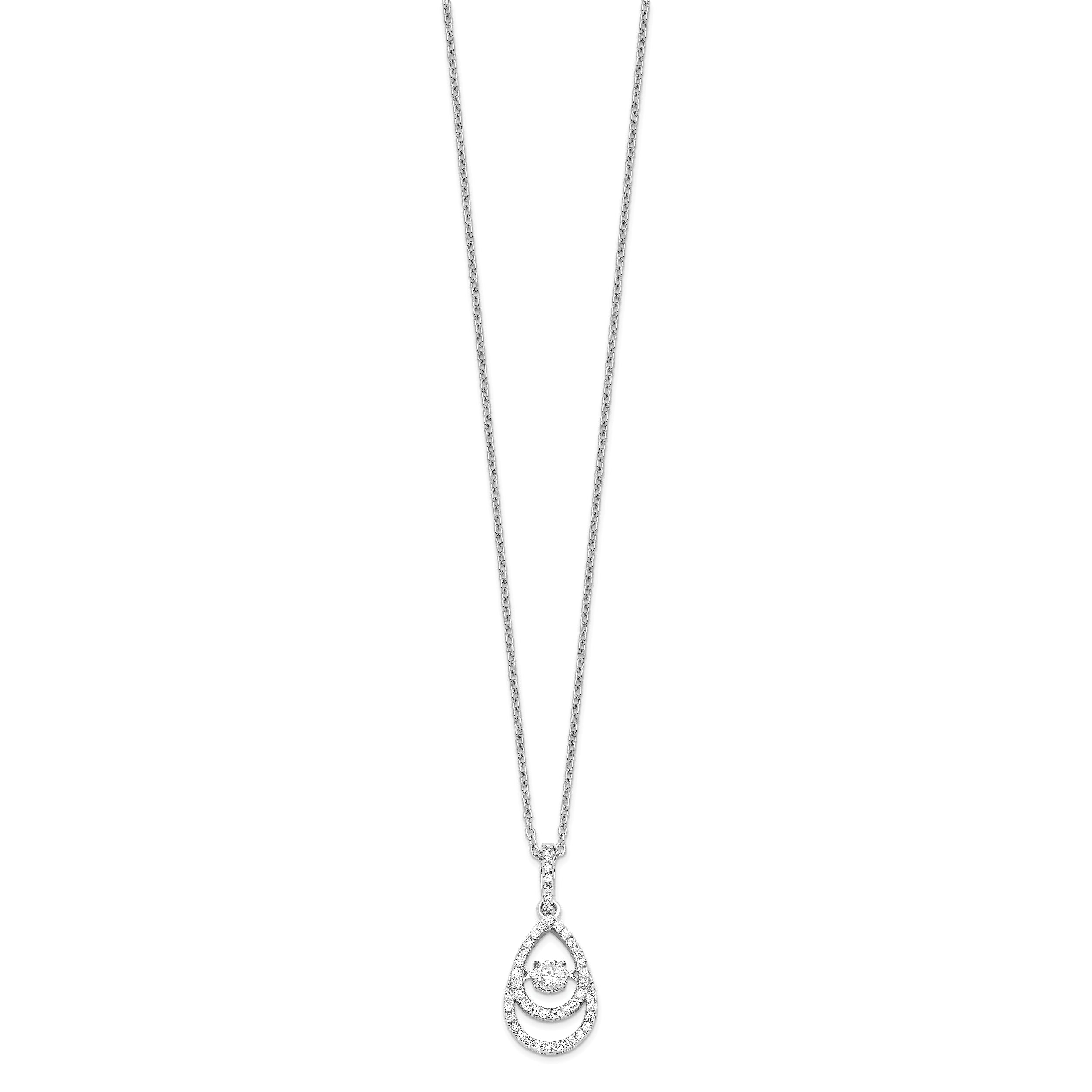 Sophia Jewelers Sterling Silver CZ Pendant Necklace with Elegant Moving Center
