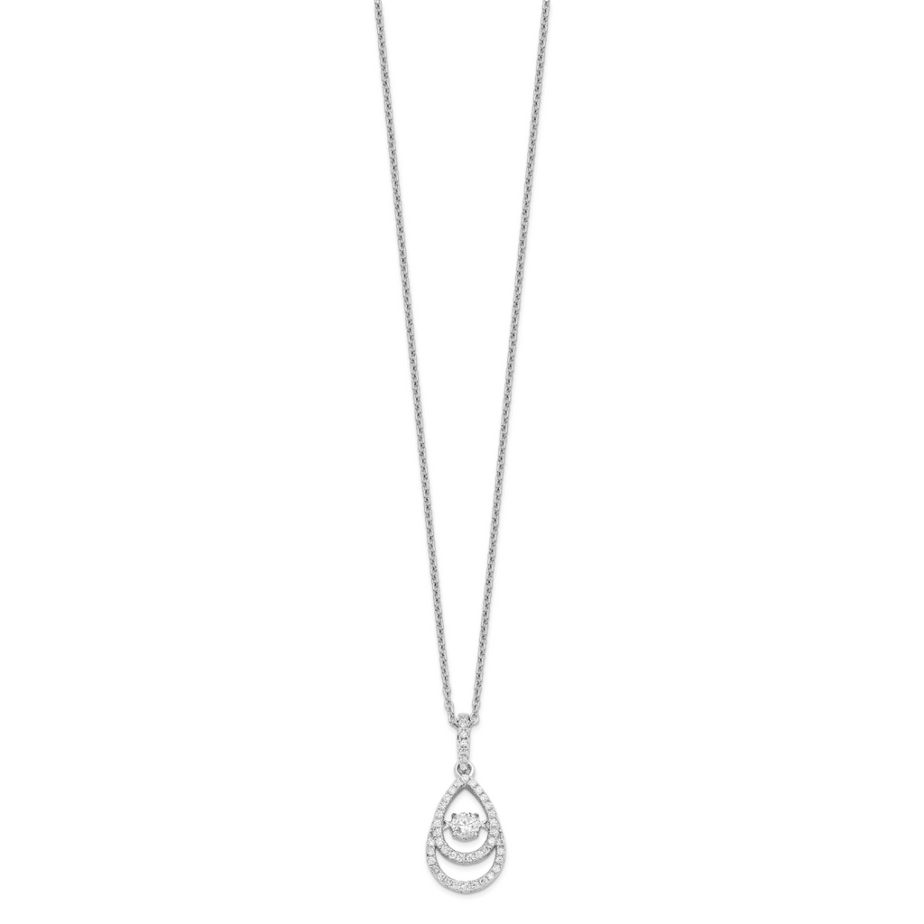 Sophia Jewelers Sterling Silver CZ Pendant Necklace with Elegant Moving Center