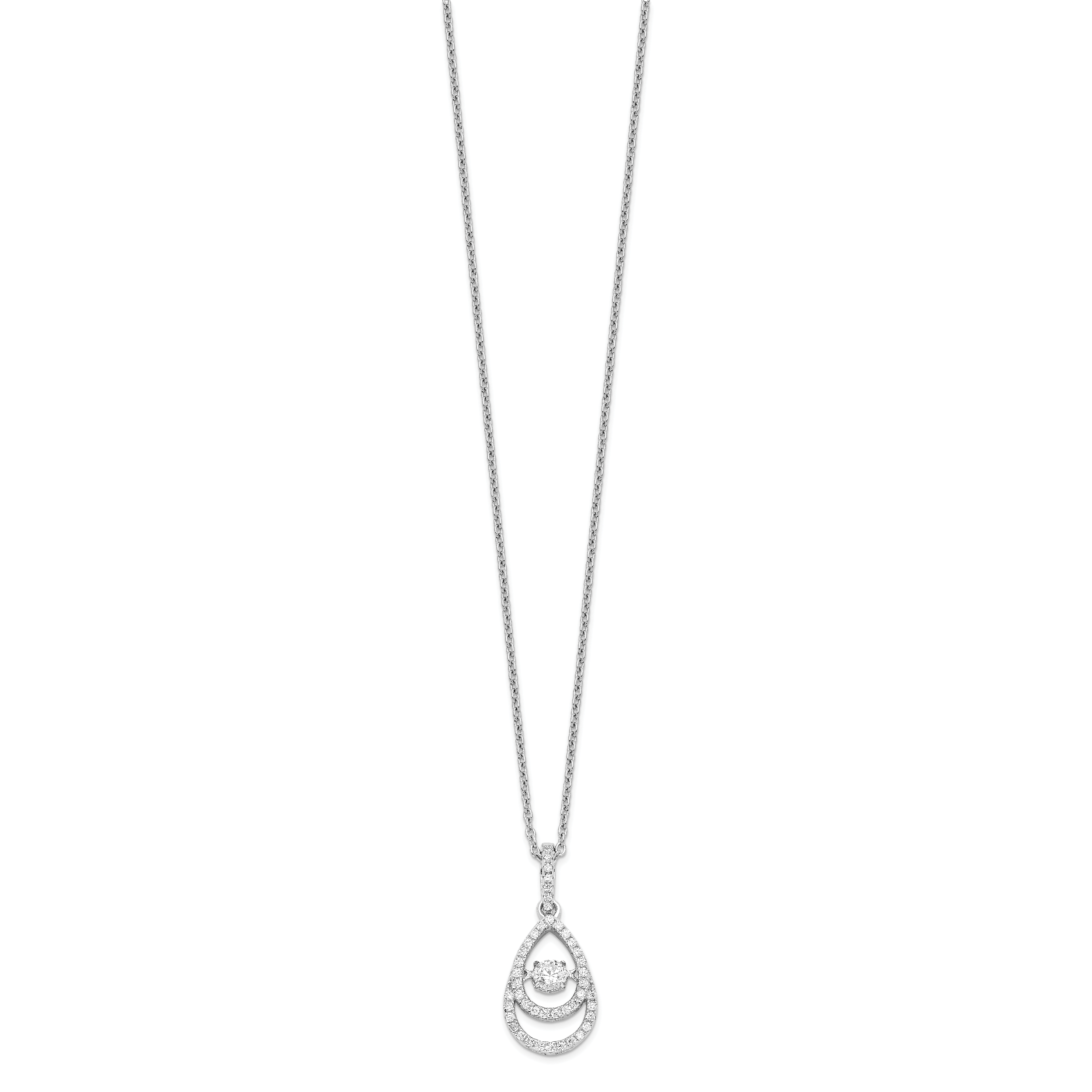 Sophia Jewelers Sterling Silver CZ Pendant Necklace with Elegant Moving Center