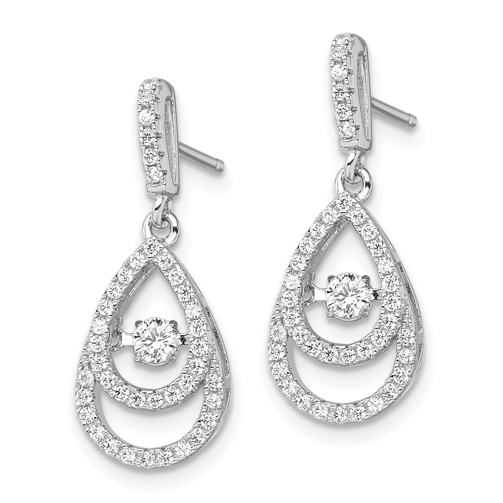 Brilliant Embers Sterling Silver CZ Dangle Earrings with Moving Pear Center Secondary image