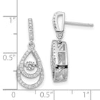 Brilliant Embers Sterling Silver CZ Dangle Earrings with Moving Pear Center