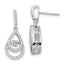 Brilliant Embers Sterling Silver Rhodium-plated 82 Stone CZ Moving Center Pear Shaped Vibrant CZ with Micro Pav‚ CZ Dangle Post Earrings