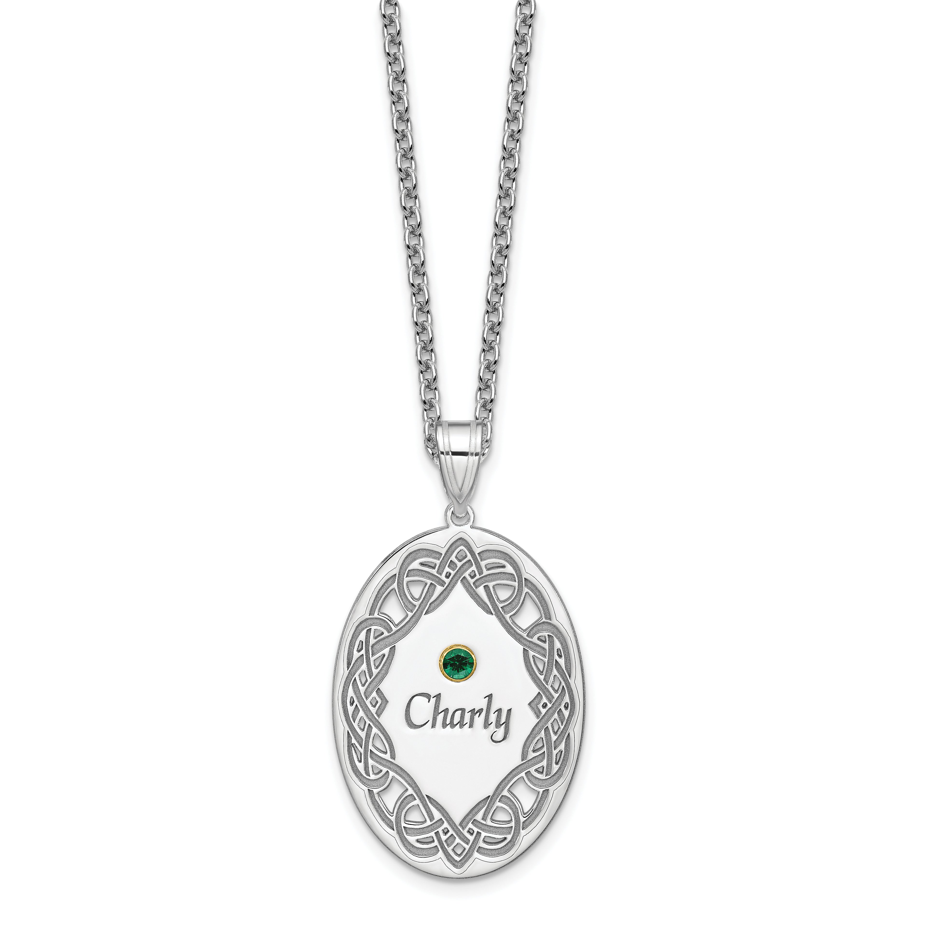 Sterling Silver Rhodium-plated/14k Bezel Crystal Family Pendant