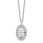 Sterling Silver Rhodium-plated/14k Bezel Crystal Family Pendant