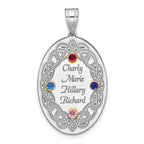 Sterling Silver Rhodium-plated/14k Bezel Crystal Family Pendant