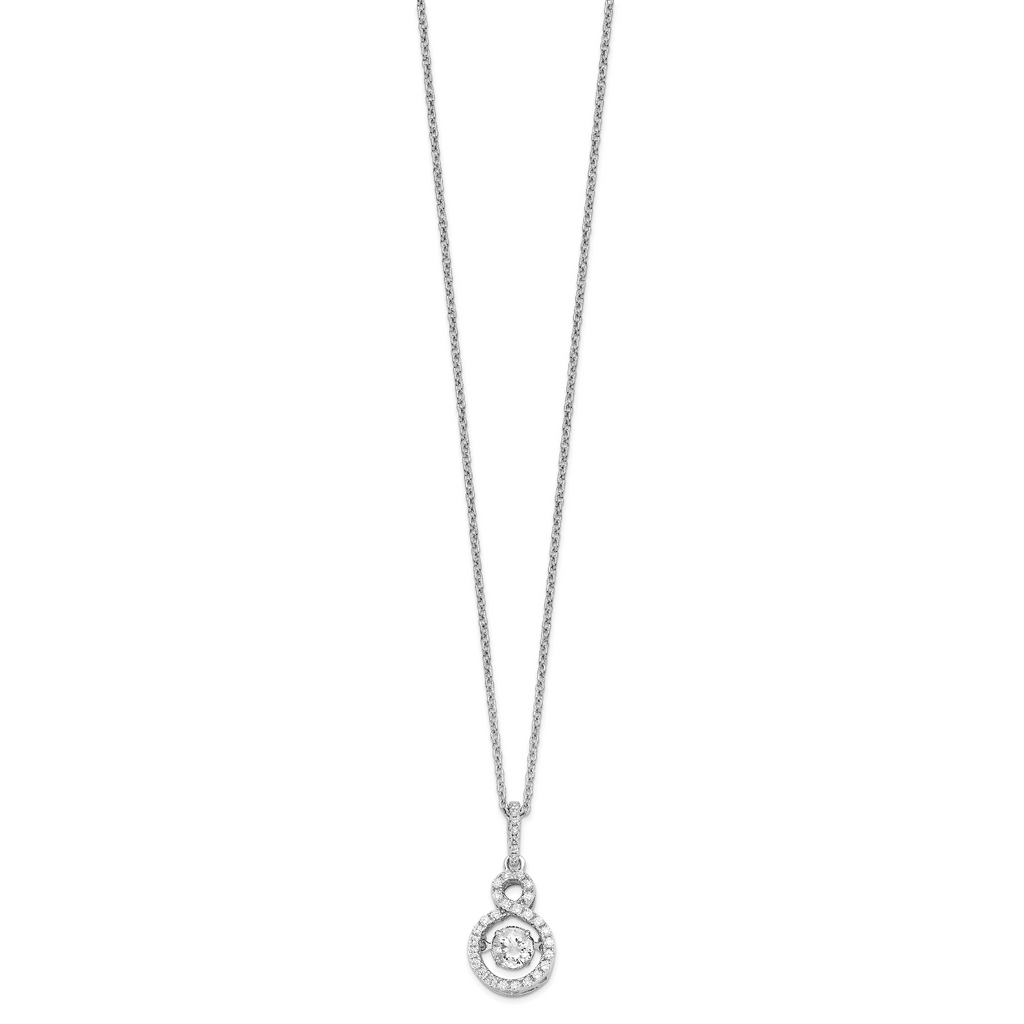 Sophia Jewelers Sterling Silver CZ Infinity Necklace with Moving Center