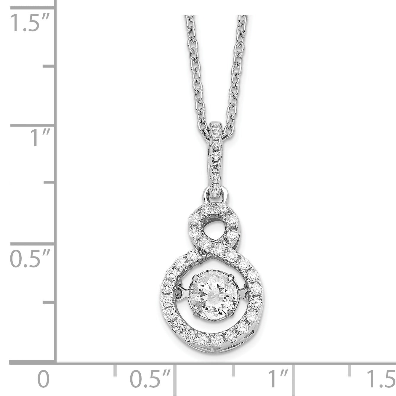 Sophia Jewelers Sterling Silver CZ Infinity Necklace with Moving Center