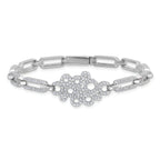 Brilliant Embers Sterling Silver Rhodium-plated 164 stone 7 inch with Box Catch Clasp Micro PavÃƒÆ’Ã‚Â¢ÃƒÂ¢Ã‚â€šÃ‚Â¬Ãƒâ€¦Ã‚Â¡ CZ Bracelet