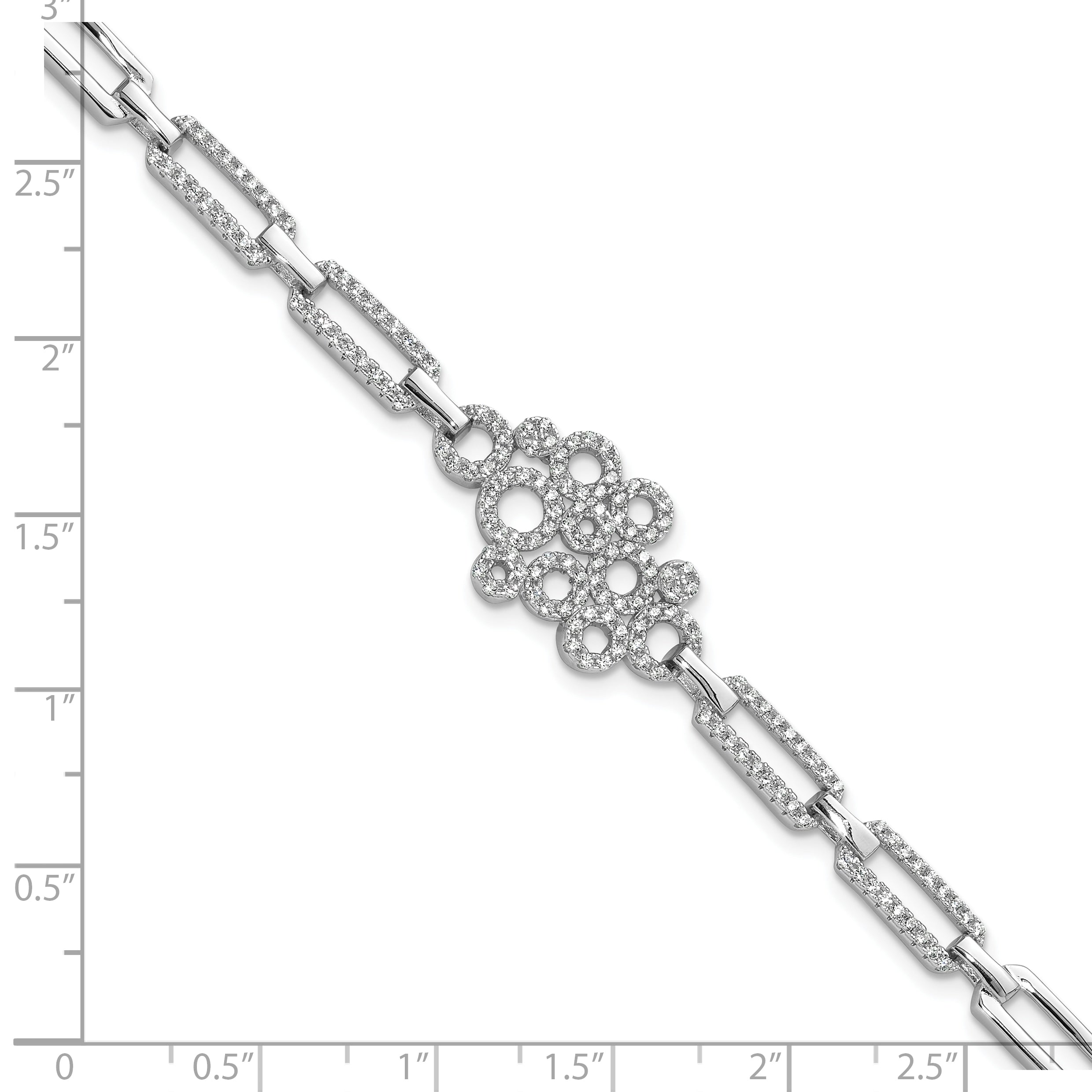 Brilliant Embers Sterling Silver Rhodium-plated 164 stone 7 inch with Box Catch Clasp Micro PavÃƒÆ’Ã‚Â¢ÃƒÂ¢Ã‚â€šÃ‚Â¬Ãƒâ€¦Ã‚Â¡ CZ Bracelet