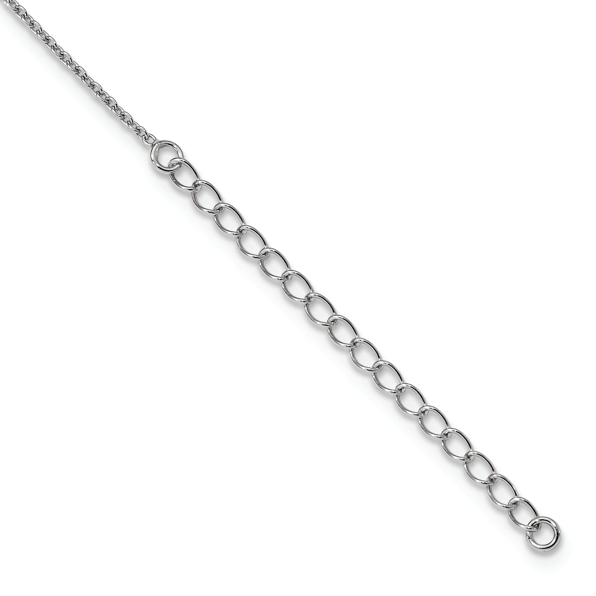 Brilliant Embers Sterling Silver Rhodium-plated 85 Stone 18 inch Micro Pav‚ White and Green CZ Snake Necklace with 2 Inch Extender