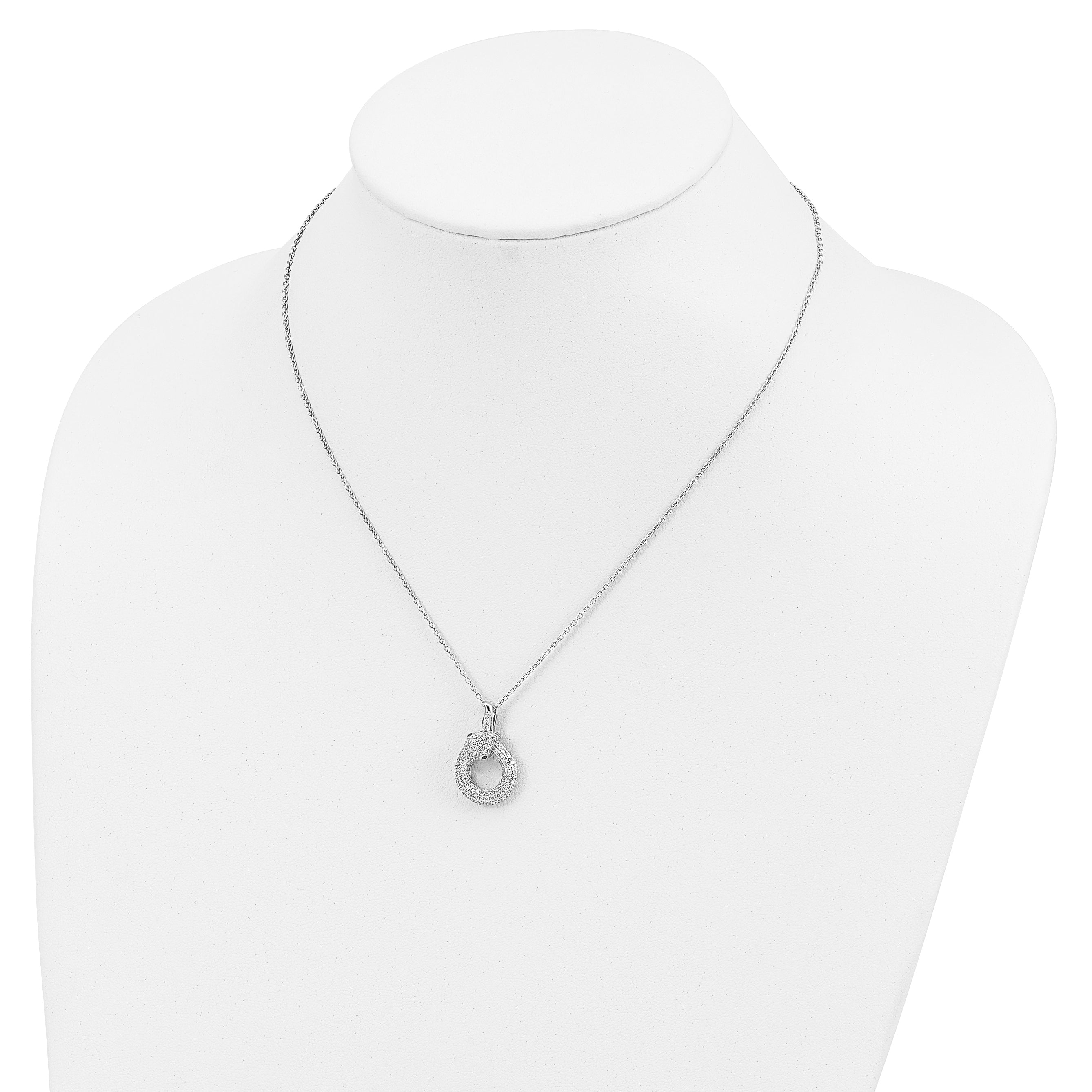 Sophia Jewelers Sterling Silver CZ Snake Necklace with Green Accents