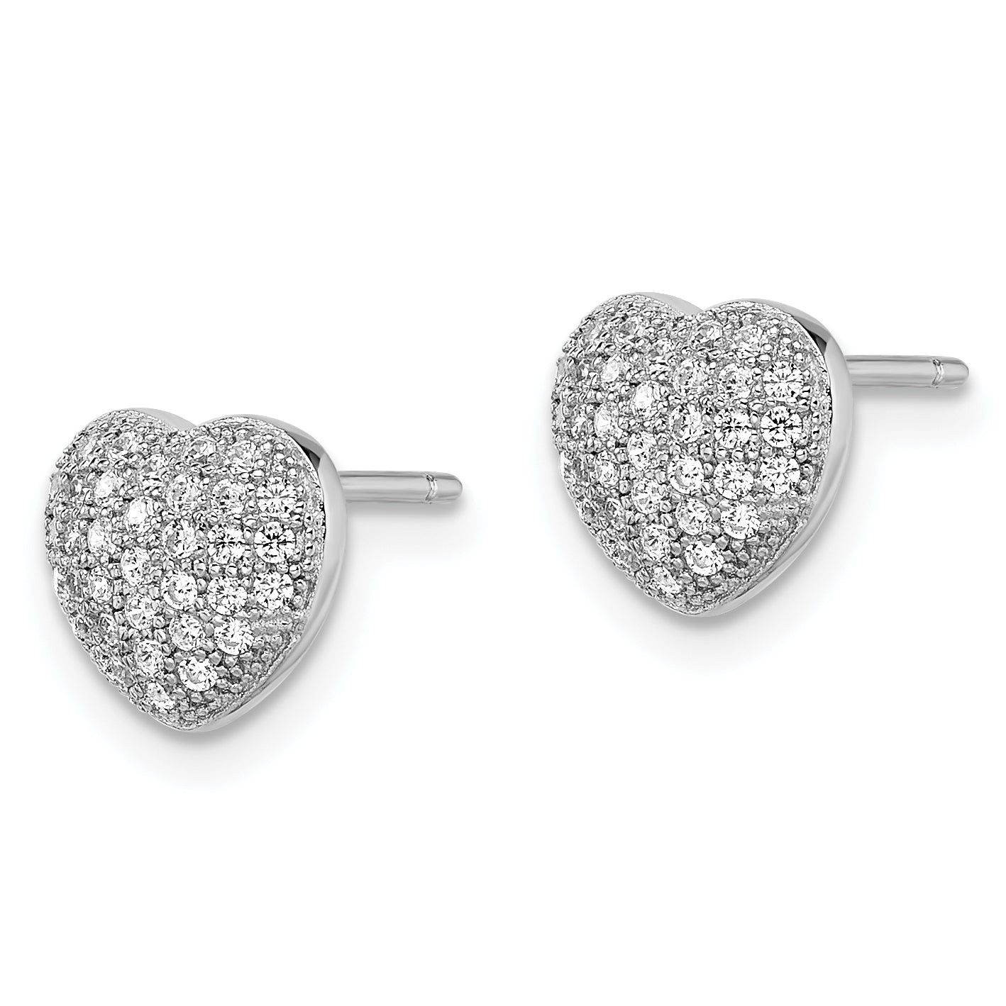 Sophia Jewelers Sterling Silver CZ Heart Earrings with Rhodium Polish