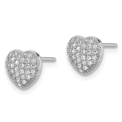 Sophia Jewelers Sterling Silver CZ Heart Earrings with Rhodium Polish