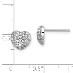 Sophia Jewelers Sterling Silver CZ Heart Earrings with Rhodium Polish