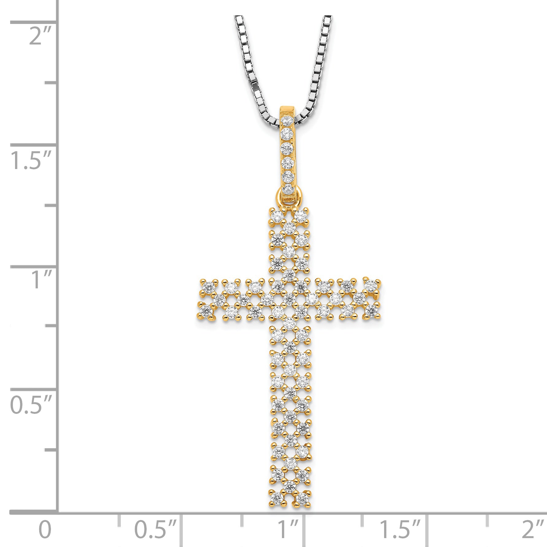Sophia Jewelers Sterling Silver Gold-Tone CZ Cross Pendant Necklace