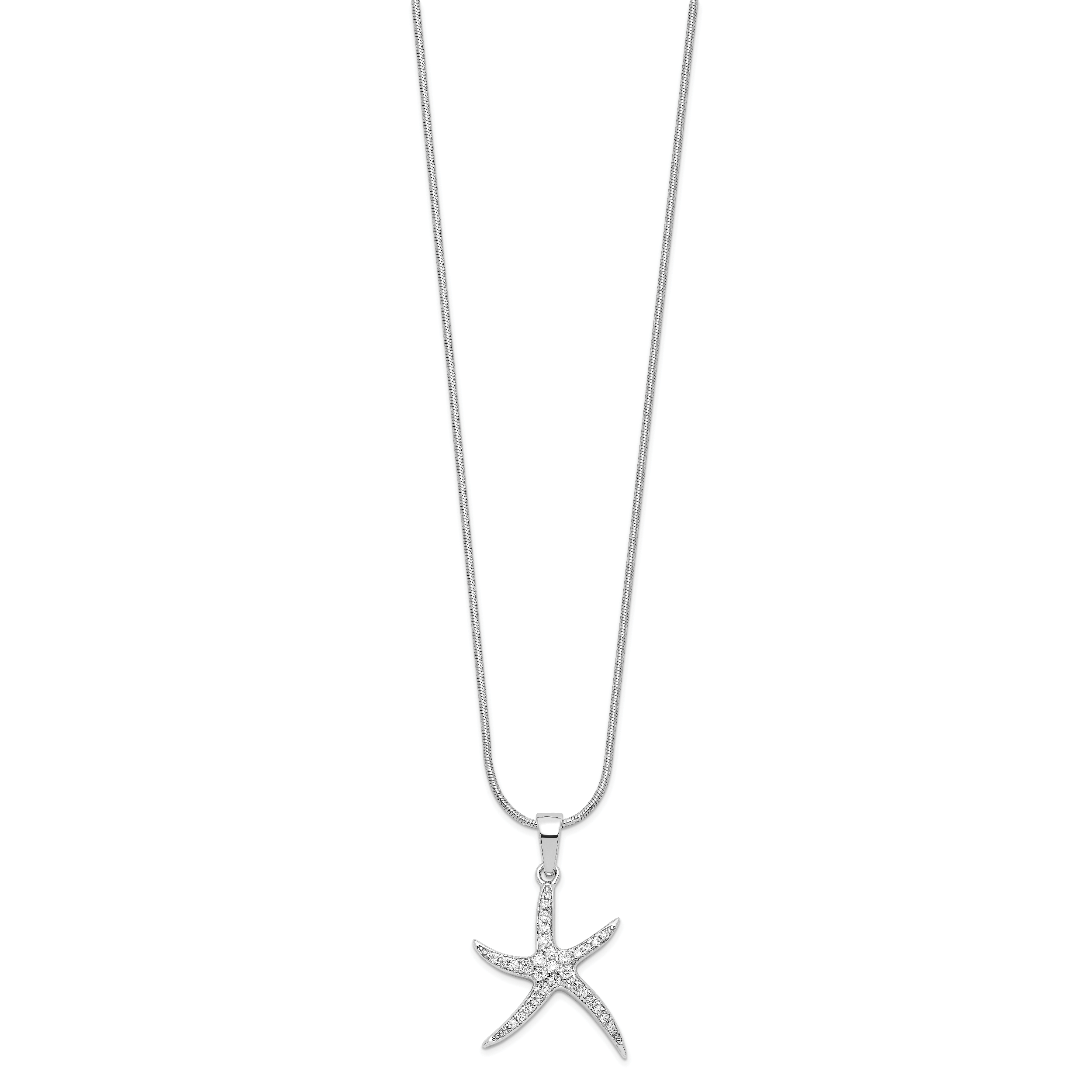 Sophia Jewelers Sterling Silver CZ Starfish Necklace with Extender Secondary image